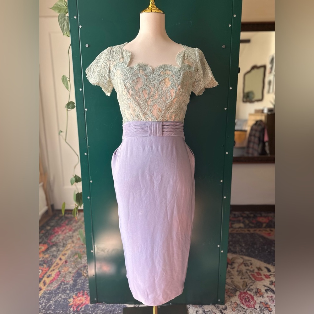 1950's Vintage formal gown dress Emma Domb Lace Union Made